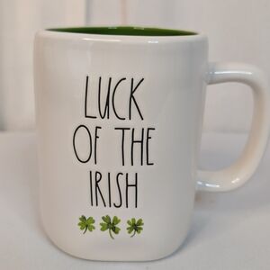 Rae Dunn Luck Of The Irish Shamrocks Ceramic Coffee Tea Cup Mug White